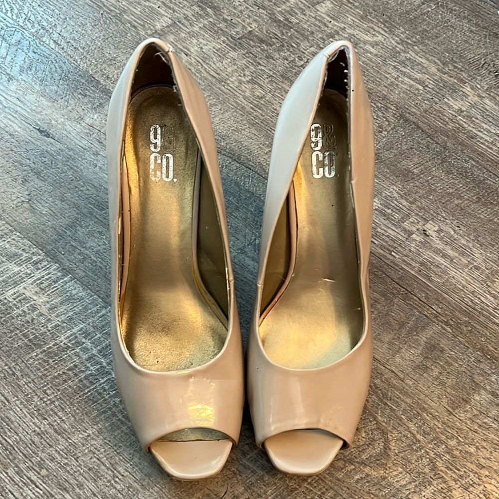 9 & Co. Women’s Size 11 High Heels Shoes Neutral Office Open Toe Beige Tan